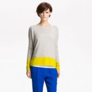 Vince Cashmere Sweater Gray Orange Colorblock